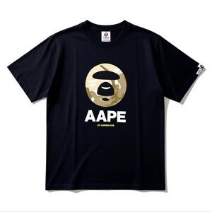 Aape by A Bathing Ape Woodland Camo Moonface T-Shirt black mens Size medium New